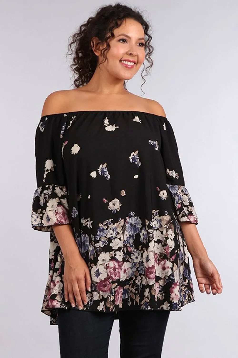 Women's Plus Size Floral Off the Shoulder Elegant Blouse U.S.A