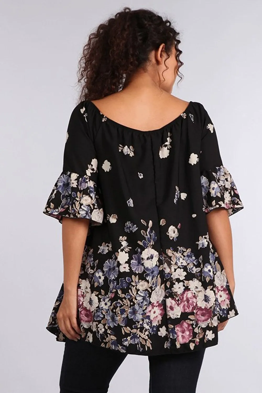 Women's Plus Size Floral Off the Shoulder Elegant Blouse U.S.A