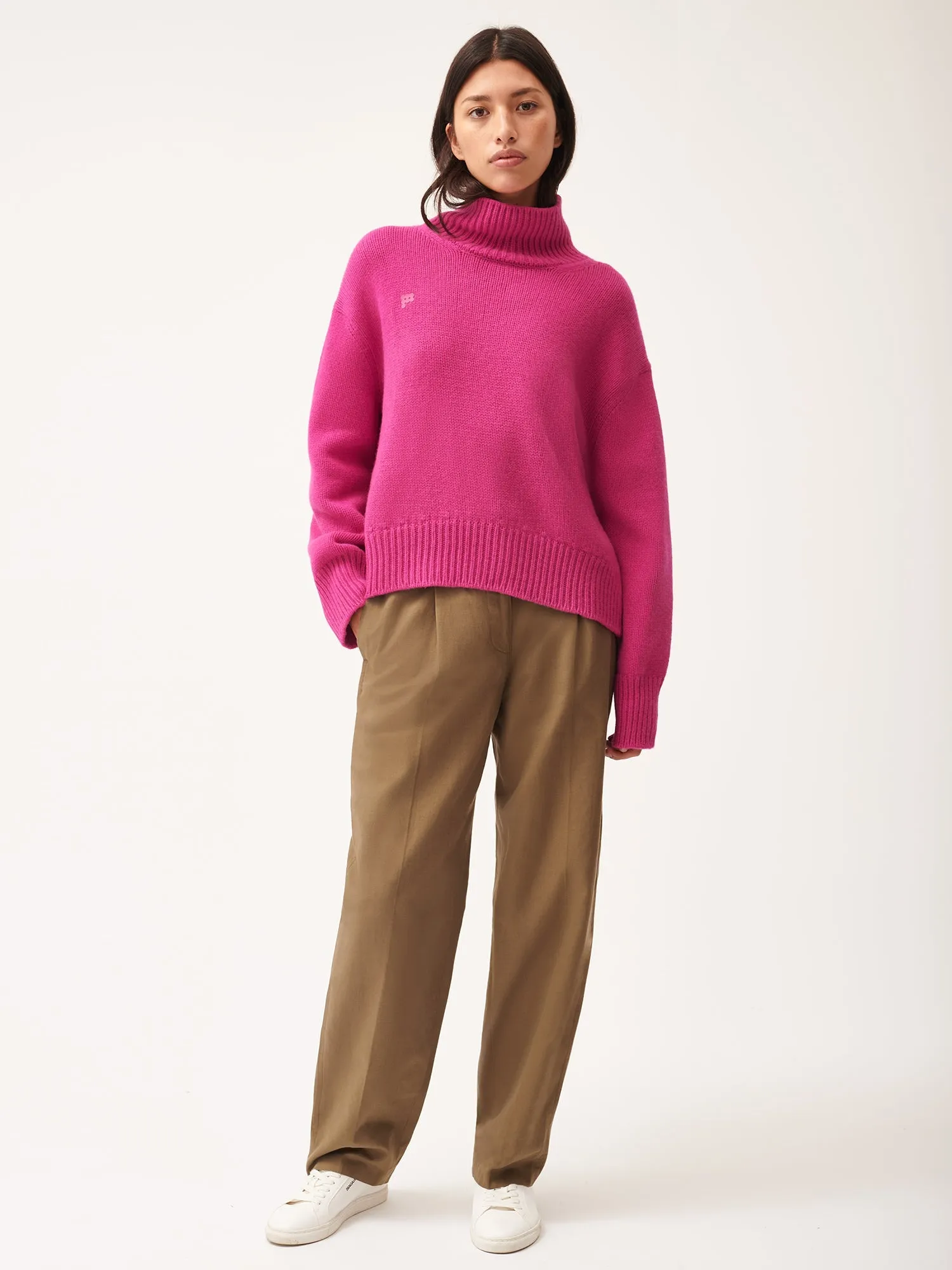 Women's Recycled Cashmere Turtleneck Sweater—tourmaline pink