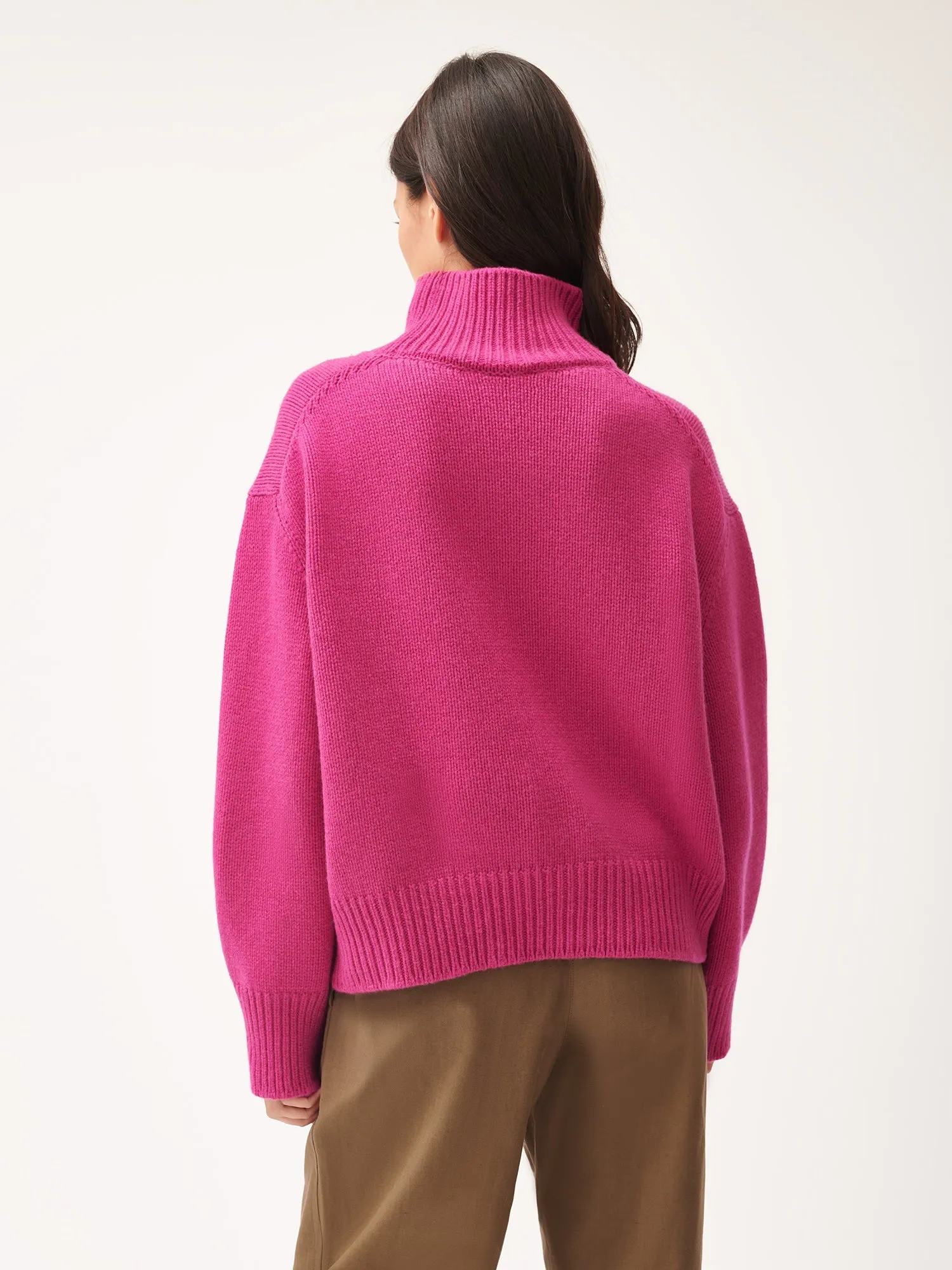 Women's Recycled Cashmere Turtleneck Sweater—tourmaline pink