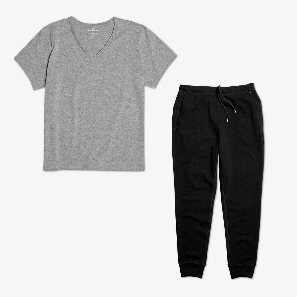 Women's V-Neck T-Shirt & Sweatpants 2-Pack